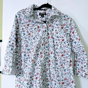 No-Iron Supima Floral Pattern Blouse Petite
